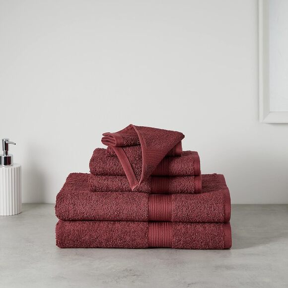 Amazon Basics 6 piece towel set, crimson red - Picture 1 of 5